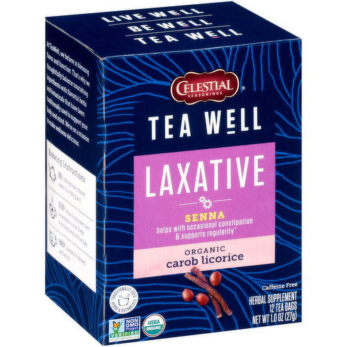 Celestial Seasonings Tea Well Tea Well Laxative Senna Organic Carob Licorice Herbal Supplement Tea Bags