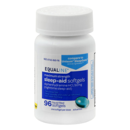 Equaline Sleep-Aid, Nighttime, Maximum Strength, Liquid Filled Softgels