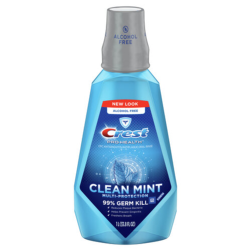 Crest Pro Health Pro Health Multi Protection Clean Mint CPC (cetylpyridinium chloride) Antigingivitis/Antiplaque Oral Rinse, 1 L (33.8 fl oz)