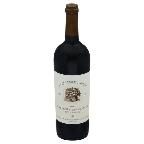 Est. 1886. Our Cabernet Sauvignon is a classic bordeaux-style blend from several of our most esteemed vineyards in the Napa Valley. A plush entry with layers of dark fruit and supple tannins. Aged in French and American oak barrels. Enjoy. - Winemaker, Ted Edwards. freemarkabbey.com. Alcohol 14.5% by volume. Produced and bottled by Freemark Abbey Winery, Oakville, California, USA.