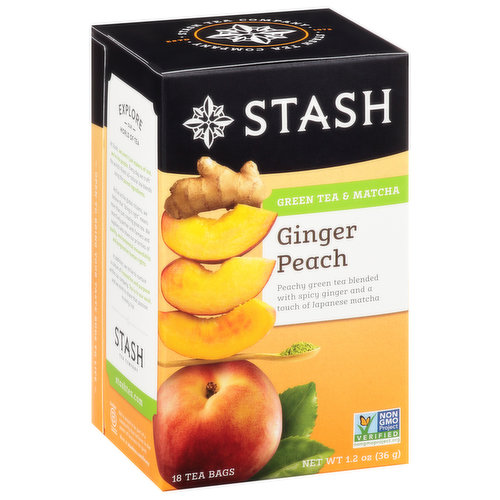 Stash Green Tea & Matcha, Ginger Peach, Tea Bags