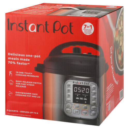 Instant Pot Duo 6 Qt Electric Pressure Cooker 7-in-1 with Easy-Release  Steam Switch, Slow Cooker, Rice Cooker, Steamer and More 