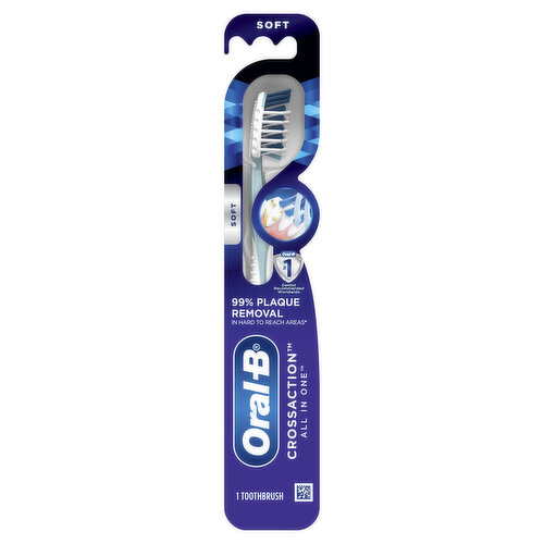 Oral-B Pro Health CrossAction All In One Toothbrush, Deep Plaque Removal, Soft, 1 Count