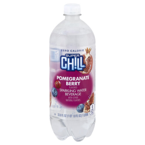 Super Chill Sparkling Water Beverage, Zero Calorie, Pomegranate Berry