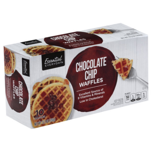 Excellent source of 9 vitamins & minerals. Low in cholesterol. Per 2 waffles: 150 calories; 1 g sat fat (5% DV); 340 mg sodium (15% DV); 6 g total sugars. 100% quality guaranteed. Like it or let us make it right. That’s our quality promise. 877-932-7948. essentialeveryday.com. At a Price You’ll Love: that's Essential Everyday. Our goal is to provide the products your family wants, at a substantial savings versus comparable brands. We're so confident that you'll love Essential Everyday, we stand behind our products with a 100% satisfaction guarantee. Product of USA.