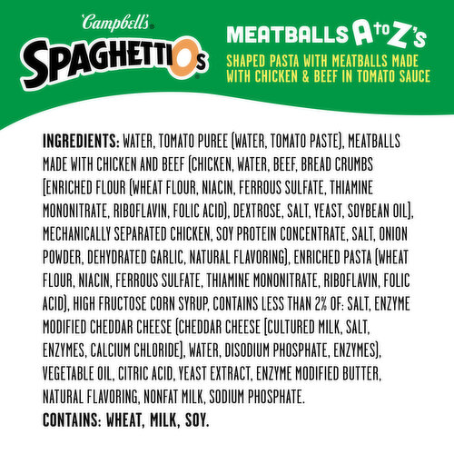 Campbell's® SpaghettiOs® Canned Pasta with Chicken Meatballs