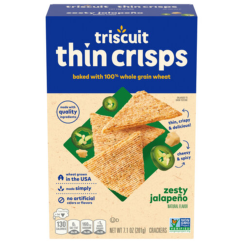 TRISCUIT Thin Crisps Zesty Jalapeno Whole Grain Wheat Crackers