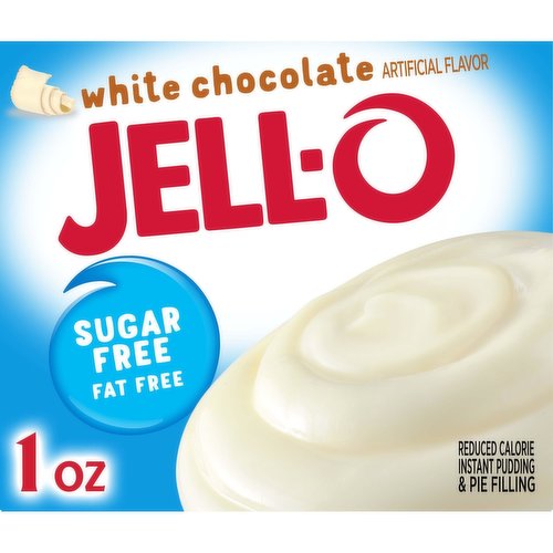 Something sweet to smile about without the sugar, Jello Sugar Free White Chocolate Instant Reduced Calorie Pudding Mix & Pie Filling tastes delicious whether you enjoy it as a treat or use it as an ingredient in your favorite dessert recipes. Fun to make with your kids, our sugar free white chocolate pudding mix can also be used to create a delicious poke cake, tasty crepes or pie filling. You'll feel good about serving our sugar free pudding mix that is also fat free and is 1/3 the calories of regular chocolate pudding. Your whole family can enjoy the delicious taste of Jello pudding in any sugar free dessert. Our sugar free white chocolate pudding is ready in as little as five minutes. Simply stir milk into the sugar free pudding mix and allow to set. Every sugar free Jello white chocolate pudding mix comes packaged in a 1-ounce sealed pouch.