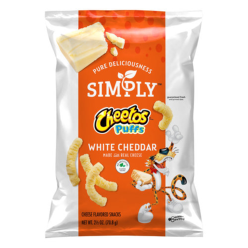 Cheetos Simply Cheese Flavored Snacks, White Cheddar, Puffs