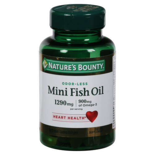 Nature's Bounty Mini Fish Oil, 1290 mg, Odor-Less, Mini Coated Softgels