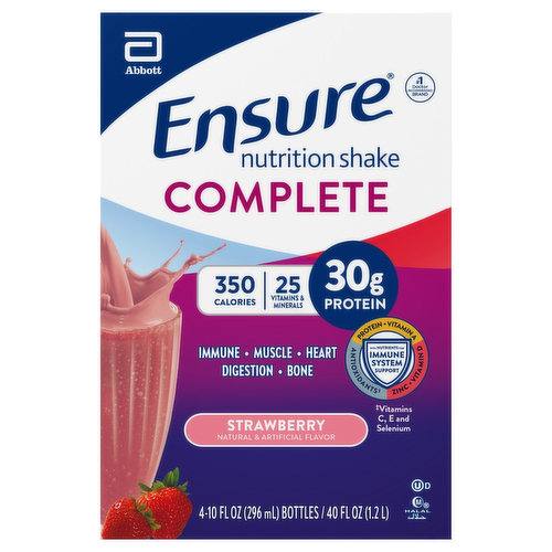 Ensure Complete Nutrition Shake, Strawberry, 4 Pack