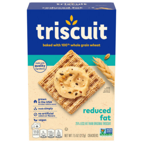 TRISCUIT Triscuit Reduced Fat Whole Grain Wheat Crackers, Vegan Crackers, 7.5 oz