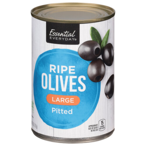 Essential Everyday Olives, Ripe, Pitted, Large