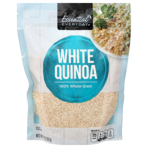 Per 1/4 Cup Dry: 170 calories; 0 g sat fat (0% DV); 0 mg sodium (0% DV); 2 g total sugars. Naturally gluten free. 100% Whole grain. Great products at a price you'll love - that's Essential Everyday. Our goal is to provide the products your family wants, at a substantial savings versus comparable brands. We're so confident that you'll love Essential Everyday, we stand behind our products with a 100% satisfaction guarantee. 100% Quality Guarantee: Like it or let us make it right. That's our quality promise. 855-423-2630; essentialeveryday.com. www.essentialeveryday.com. For additional recipes, visit www.essentialeveryday.com. Product of Peru.
