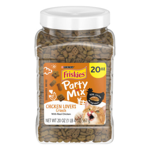 Friskies Party Mix Made in USA Facilities Cat Treats, Party Mix Chicken Lovers Crunch