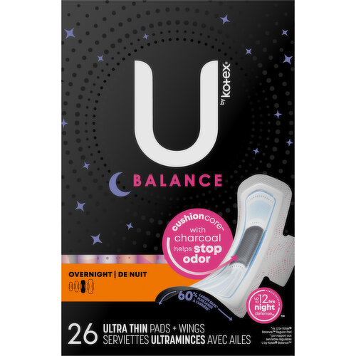 U by kotex ultra thin teen pads with wings, overnight protection