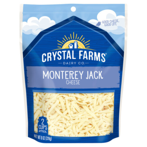 Crystal Farms Shredded Cheese, Monterey Jack