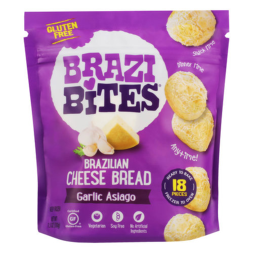 Brazi Bites Cheese Bread, Brazilian, Garlic Asiago