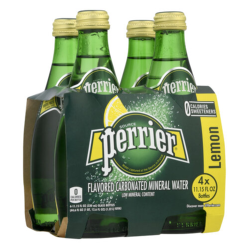 Perrier Mineral Water, Carbonated, Lemon