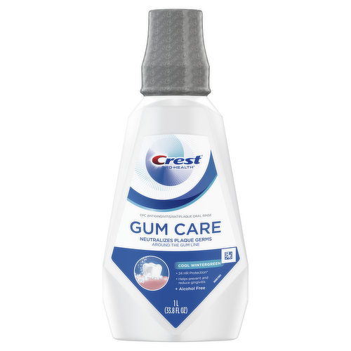 Crest Gum Care Gum Care Mouthwash, Cool Wintergreen, CPC (cetylpyridinium chloride) Antigingivitis/Antiplaque Oral Rinse 1L (33.8 fl oz)