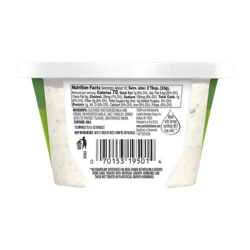 President Creamy Whipped Garlic & Herbs Light Spreadable Cheese