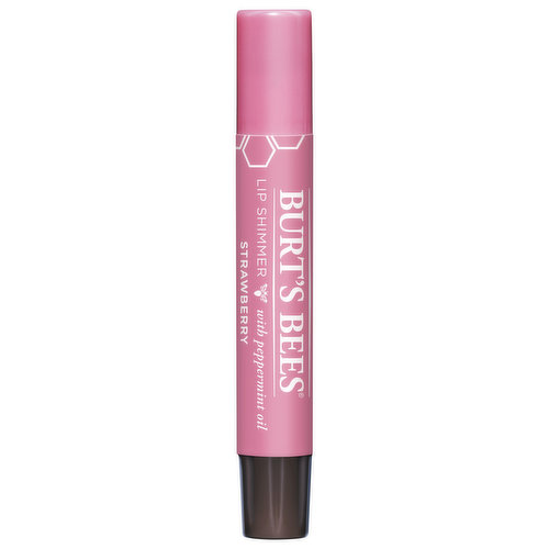 Burt's Bees Lip Shimmer, with Peppermint Oil, Strawberry