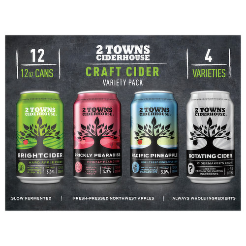 2 Towns Ciderhouse Craft Cider, Variety Pack