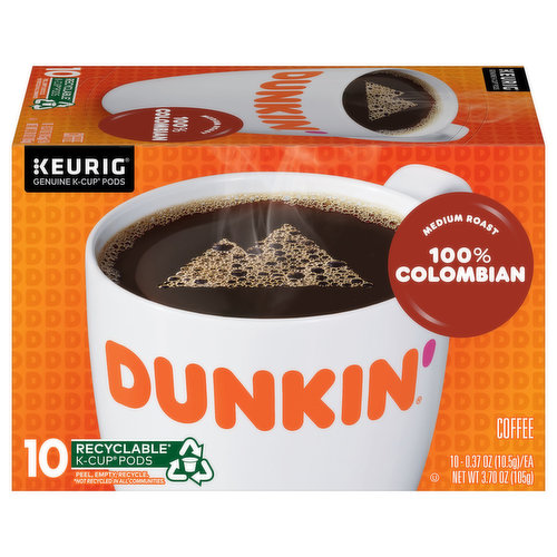 Dunkin' Coffee, Medium Roast, Colombian, K-Cup Pods