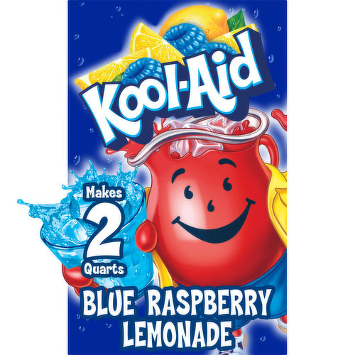 Quench your thirst with the refreshing taste of Kool Aid Unsweetened Blue Raspberry Lemonade Artificially Flavored Powdered Drink Mix. Unsweetened powdered blue raspberry lemonade mix makes it easy to prepare a tasty lemonade. Our artificially flavored powdered drink mix is caffeine free, a good source of vitamin C and a great choice for the whole family. Each handy packet of unsweetened blue raspberry lemonade mix ensures that you always have a refreshing beverage ready to go. To prepare, empty the contents of our 0.22-ounce blue raspberry lemonade packet into a plastic or glass pitcher. Add 1 cup of sugar or your sweetener of choice. Then, just add ice and water and stir for a 2 quart supply of tasty blue raspberry lemonade Kool Aid.