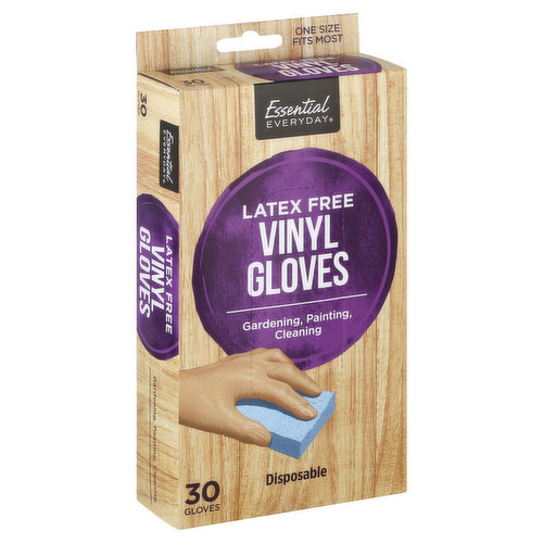 Essential Everyday Vinyl Gloves, Latex Free, Disposable, One Size Fits Most