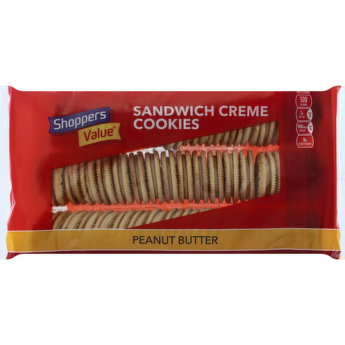 Shoppers Value Sandwich Creme Cookies, Peanut Butter