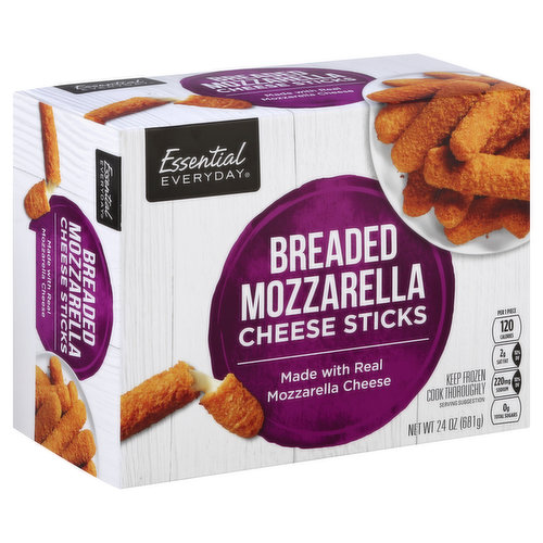 Made with real mozzarella cheese. Per 1 Piece: 120 calories; 2 g sat fat (10% DV); 220 mg sodium (10% DV); 0 g total sugars. 100% Quality Guaranteed: Like it or let us make it right. That's our quality promise. 877-392-7948; essentialeveryday.com. Product of USA.