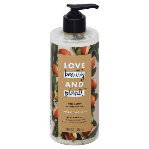 Love Beauty and Planet Body Wash, Shea Butter & Sandalwood, Majestic Moisture