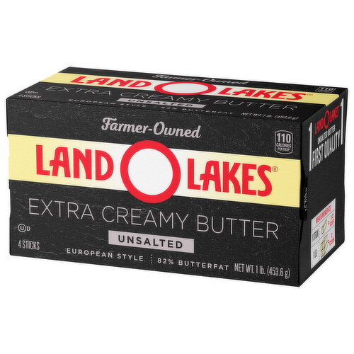 Land O Lakes Unsalted Butter, 4 Butter Sticks, 1 lb Pack