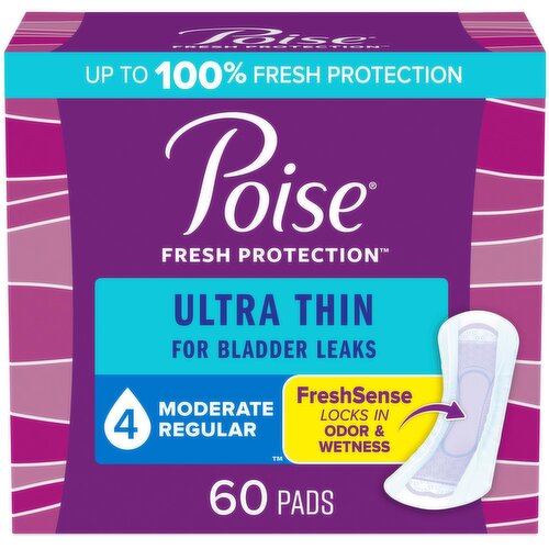 Poise Fresh Protection Pads, Regular, Moderate, Ultra Thin