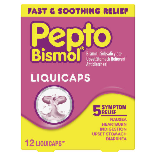 Pepto-Bismol Multi-Symptom Pepto Bismol Liquicaps, Relief for Upset Stomach and Diarrhea, Over-the-Counter Medicine, 12 Ct