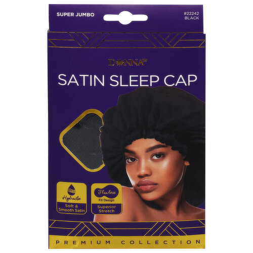 Donna Premium Collection Sleep Cap, Satin, Black