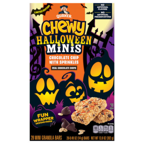 Quaker Chewy Halloween Minis Granola Bars, Chocolate Chip with Sprinkles