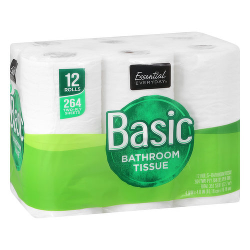 Essential Everyday Bathroom Tissue, Basic, 2 Ply