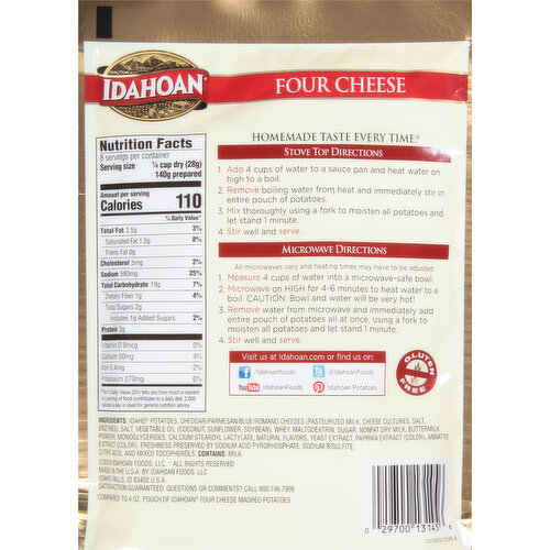 Idahoan Mashed Potatoes, Four Cheese, Family Size - 8 oz