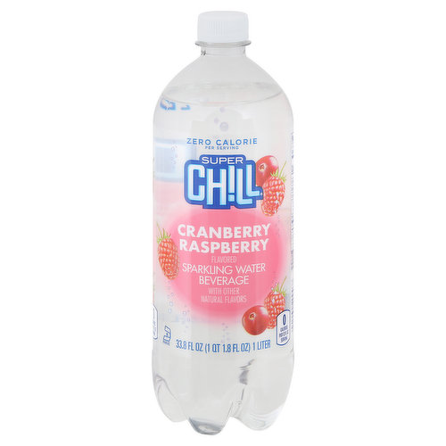 Super Chill Sparkling Water Beverage, Cranberry Raspberry