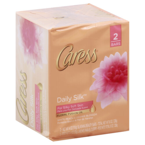 Caress Daily Silk Beauty Bars, Silkening, White Peach & Orange Blossom