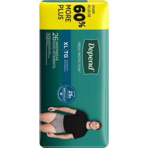 Depend Fresh Protection Adult Incontinence Maximum Underwear - XL