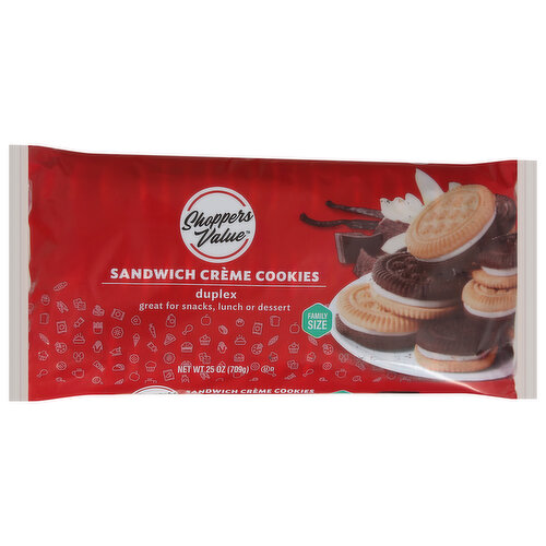 Shoppers Value Sandwich Creme Cookies, Duplex, Family Size