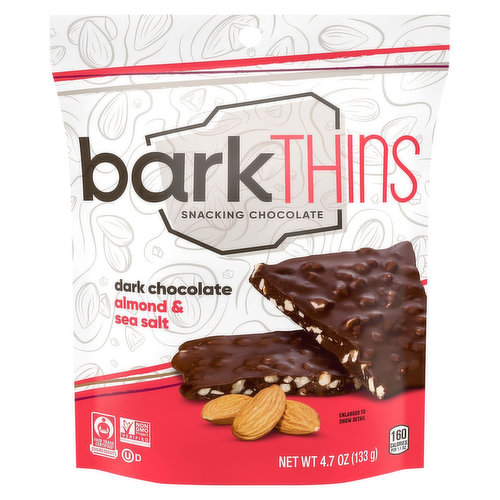 barkTHINS Snacking Chocolate, Dark Chocolate, Almond & Sea Salt