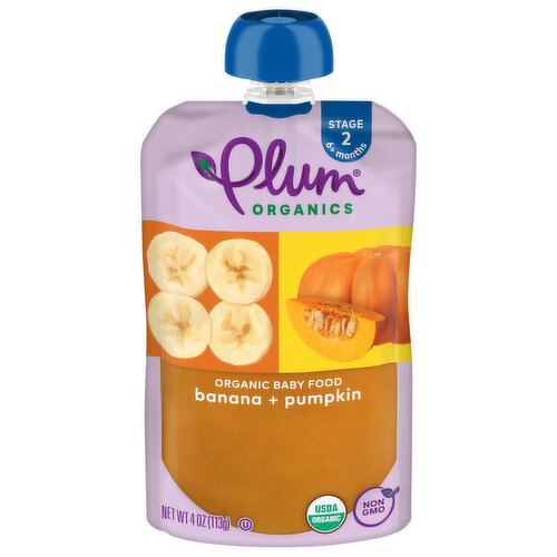 Plum Organics Stage 2 Organic Banana & Pumpkin 4oz Pouch