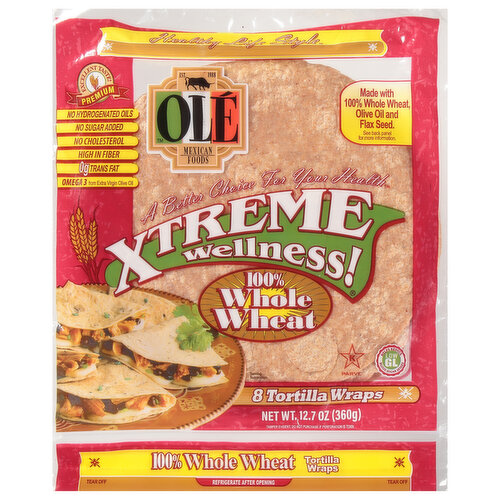 La Banderita Xtreme Wellness Tortilla Wraps, 100% Whole Wheat