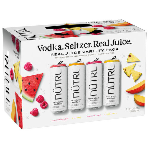 Nutrl Vodka Seltzer Variety Pack, 8 Cans