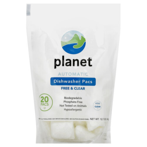 Planet Dishwasher Pacs, Free & Clear, Automatic