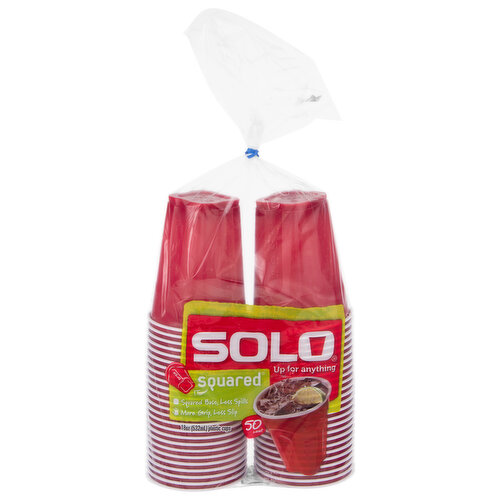 Solo Plastic Cups, Squared, 18 Ounce